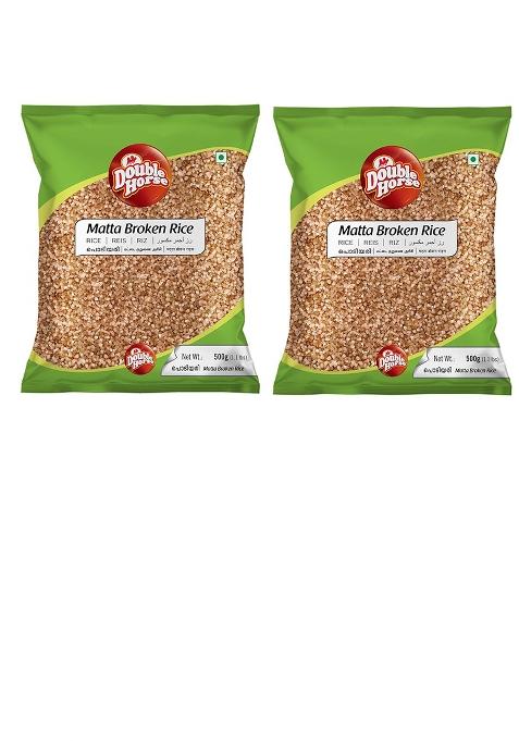 Double Horse Matta Broken Rice 500 Grams( Pack Of 2 ) Source Dietary Fibre Nutritious Zero Cholesterol Red Podiyari Export Quality,1000 Grams