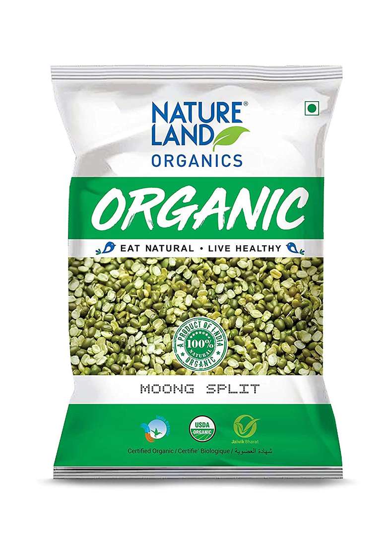 Natureland Organics Moong Chilka / Split 500 Gm - Organic Healthy Pulses - Indya