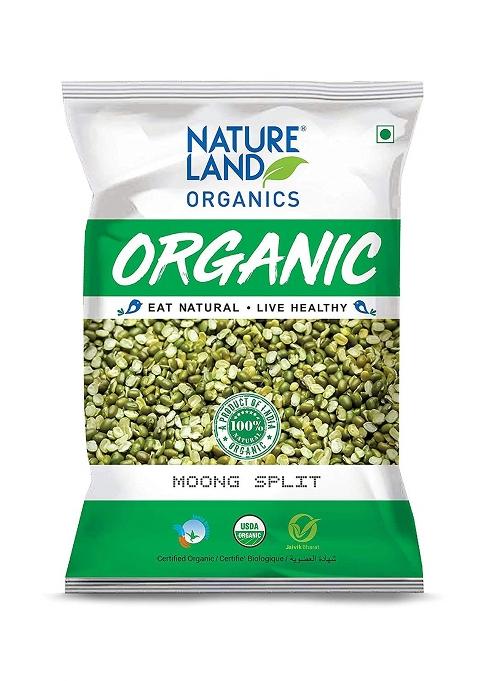 Natureland Organics Moong Chilka / Split 500 Gm - Organic Healthy Pulses