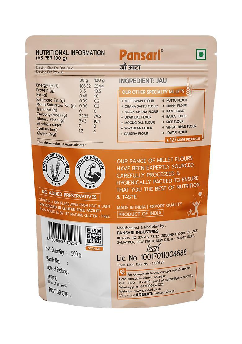 Pansari Jau Atta | Barley Flour 1 Kg Â€“ High Fiber, Nutrient-Rich, Helps Weight Loss & Reduces Heart Disease Gluten-Free, 100% Natural Preservative-Free