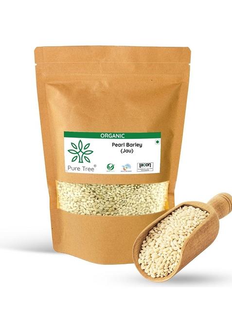 Pure Tree Certified Organic Barley Cereal Grain | 350 G Raw Jau Whole Pearl Seed
