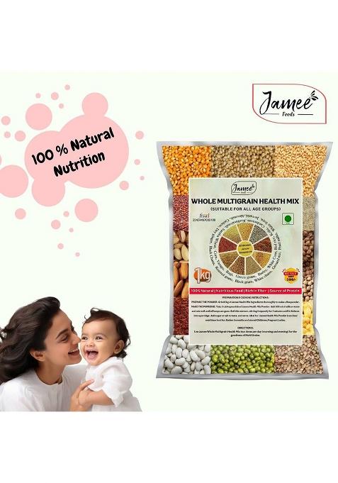Jamee Whole Raw Multigrain Health Mix 1Kg | 22 Natural Ingredients Â€“ Millets, Pulses, Nuts & Cereals Nutrition High Protein Fiber Healthy Food For All Ages (Not Powder)