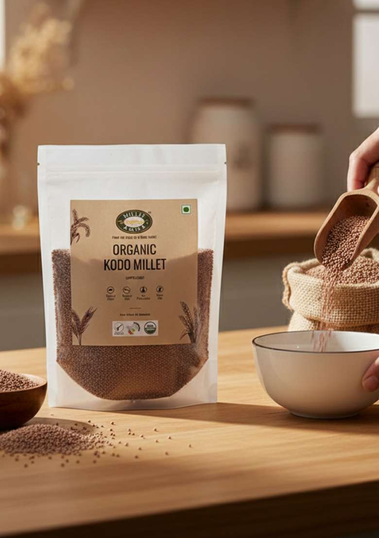 Millet Amma Certified Organic Kodo | 1 Kg Unpolished Grains Rich In Fiber, B Complex, Vitamins & Essential Amino Acids Low Gi 100% Vegan Gluten Free - Indya