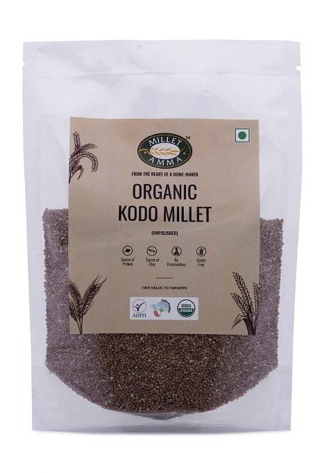 Millet Amma Certified Organic Kodo | 1 Kg Unpolished Grains Rich In Fiber, B Complex, Vitamins & Essential Amino Acids Low Gi 100% Vegan Gluten Free