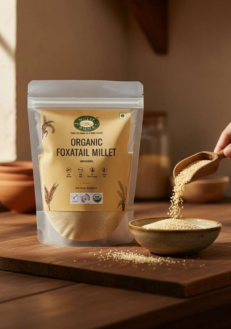 Millet Amma Unpolished Certified Organic Foxtail Grains | 1 Kg Pack (Korralu Korra Thinai Kaon Kang Kangni Kakum Navani ) Rich In Fibre Than Rice & Dietary , Good Diabetic Food, Low Gi Gluten Free - Indya