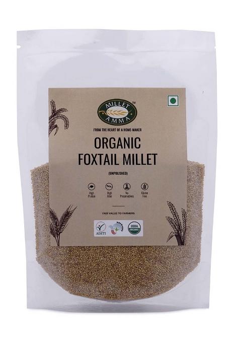 Millet Amma Unpolished Certified Organic Foxtail Grains | 1 Kg Pack (Korralu Korra Thinai Kaon Kang Kangni Kakum Navani ) Rich In Fibre Than Rice & Dietary , Good Diabetic Food, Low Gi Gluten Free