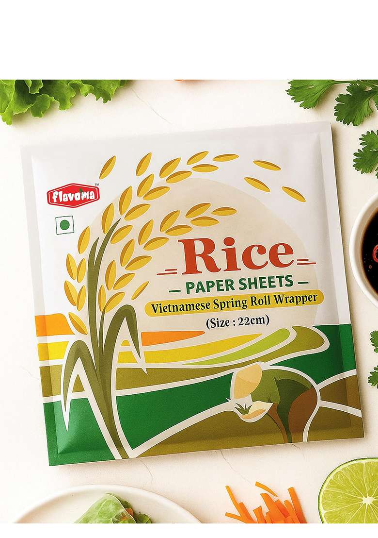 Flavoma Rice Paper Sheets 100G (22Cm) || Vietnamese Gluten Free Spring Roll Vegan, Preservative-Free Wrapper For Fresh Rolls - Indya