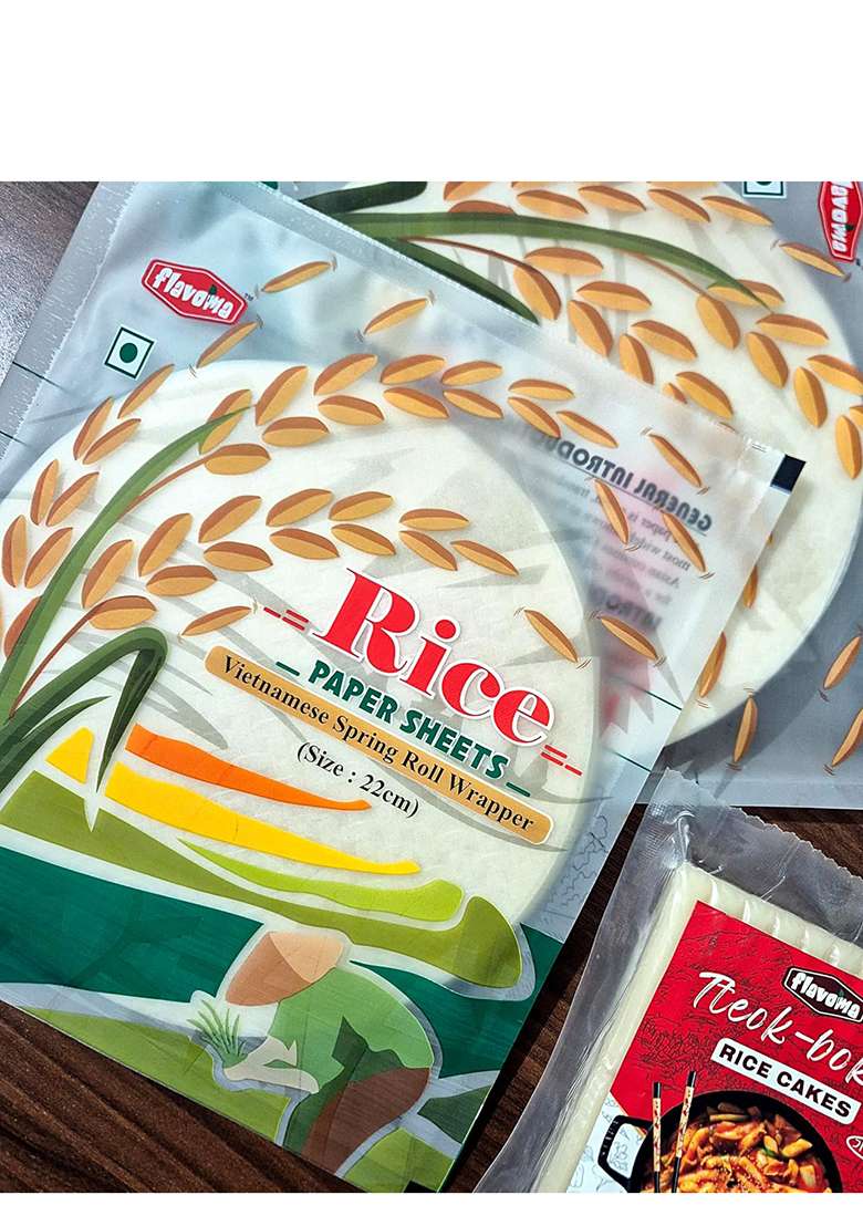 Flavoma Rice Paper Sheets 100G (22Cm) || Vietnamese Gluten Free Spring Roll Vegan, Preservative-Free Wrapper For Fresh Rolls - Indya