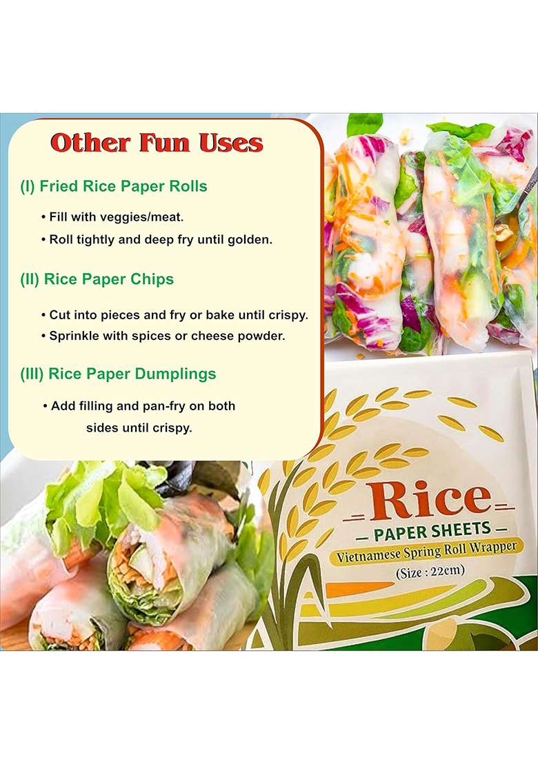 Flavoma Rice Paper Sheets 100G (22Cm) || Vietnamese Gluten Free Spring Roll Vegan, Preservative-Free Wrapper For Fresh Rolls - Indya