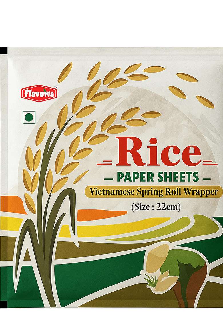 Flavoma Rice Paper Sheets 100G (22Cm) || Vietnamese Gluten Free Spring Roll Vegan, Preservative-Free Wrapper For Fresh Rolls - Indya