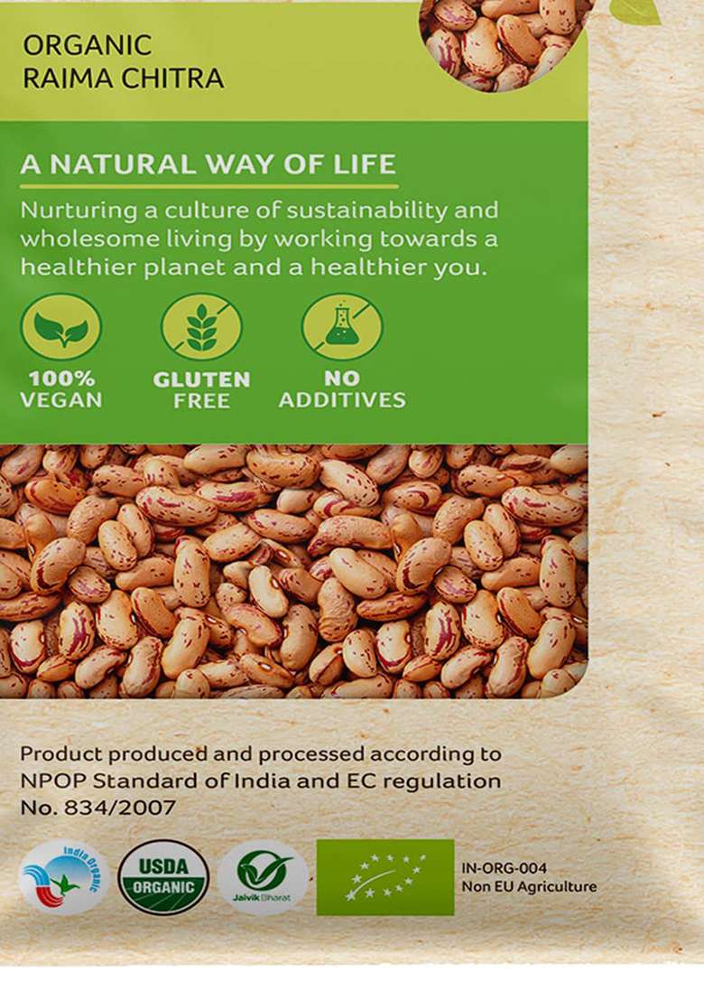 Organic Tattva Tattva, Rajma Chitra 500 Gram | Kidney Beans Rich In Protein Naturally Gluten Free And Unpolished Pesticide Chemical - Indya