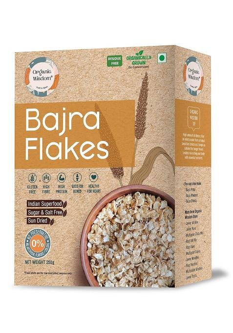 Organic Wisdom Jowar & Bajra Flakes – Gluten-Free High-Fibre Flakes | 250g + 250g
