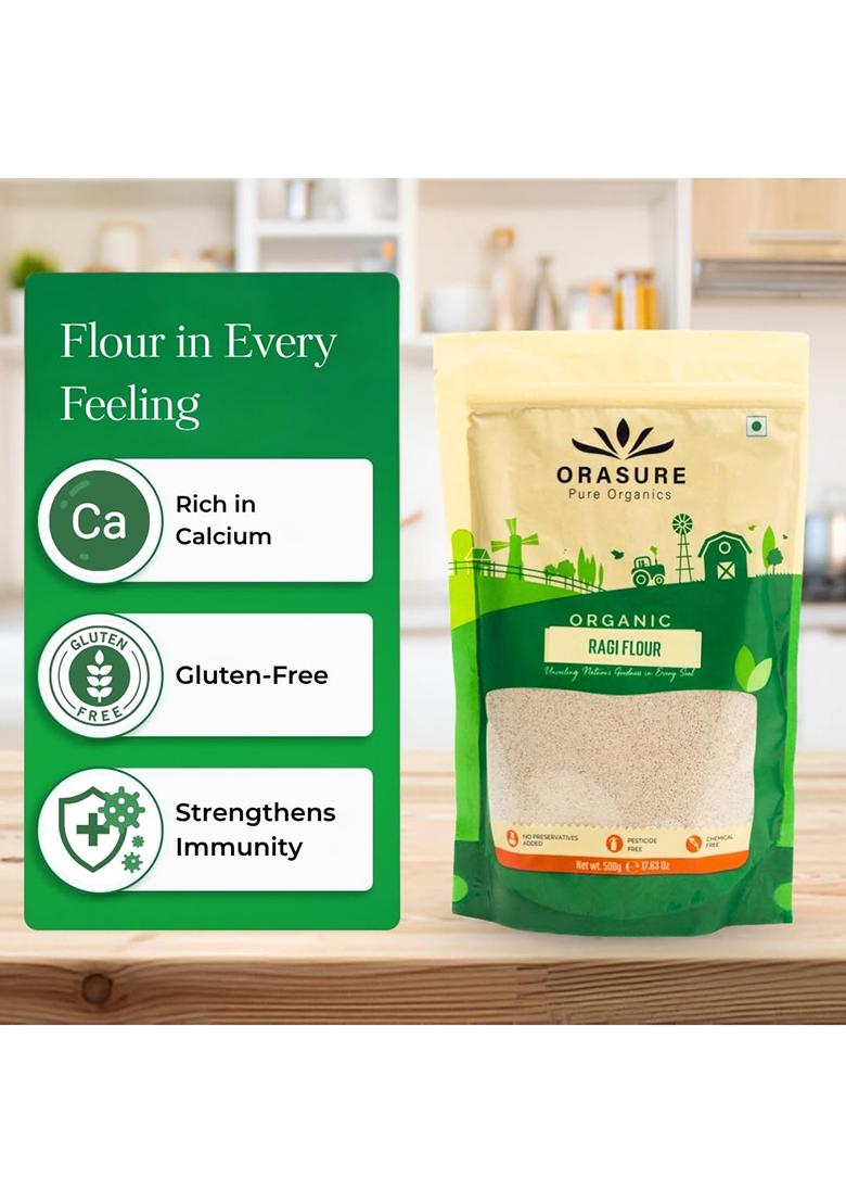 Orasure Organic Ragi Flour – Freshly Ground Natural Ragi Atta | 500 g