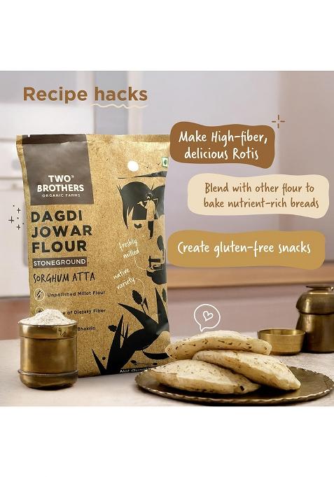 Two Brothers Organic Farms Jowar Atta – Stoneground Sorghum Flour | 500g