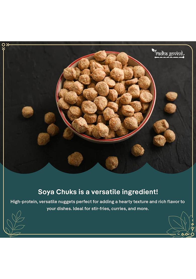 Radha Govind Soya Chunks | Rich in Protein & Fiber Soya wadi 300Gm