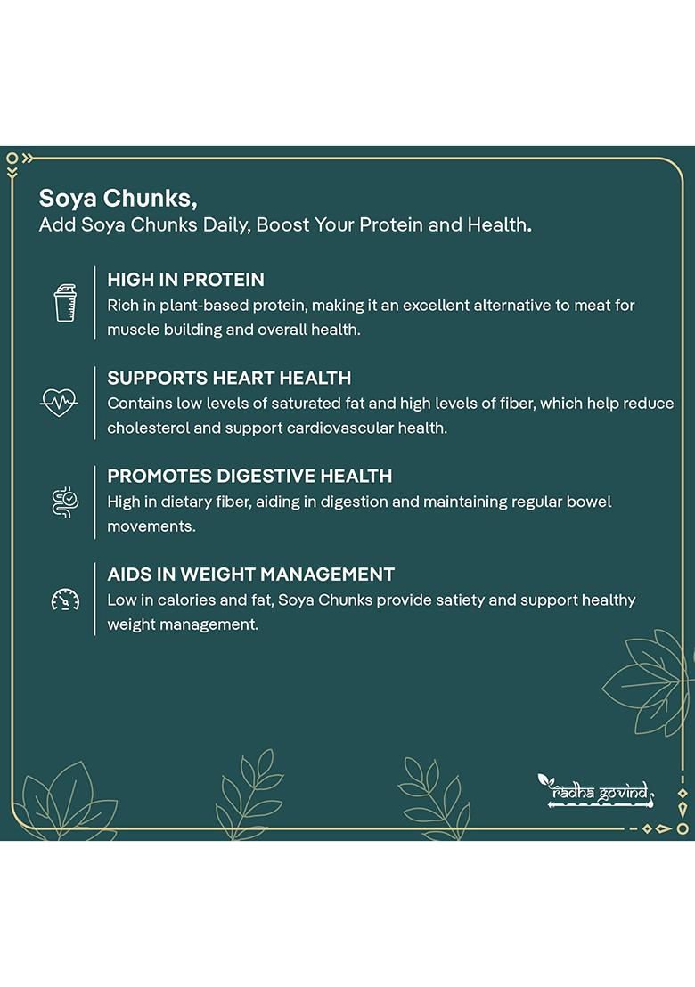 Radha Govind Soya Chunks | Rich in Protein & Fiber Soya wadi 300Gm