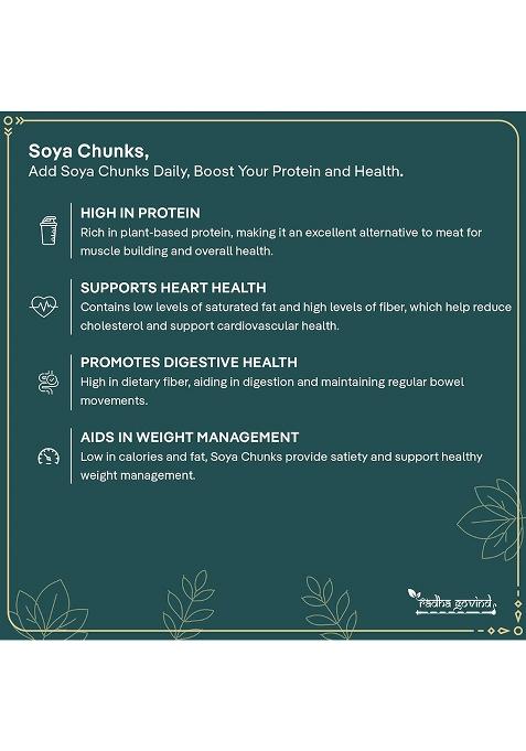 Radha Govind Soya Chunks | Rich in Protein & Fiber Soya wadi 300Gm