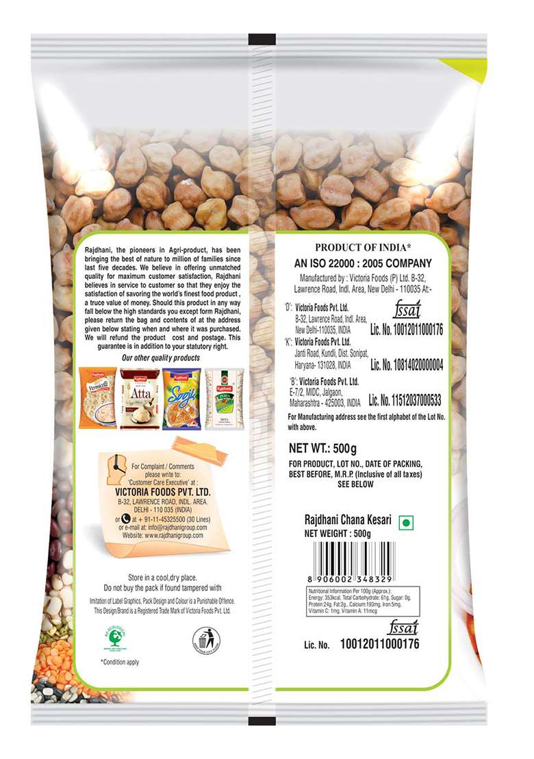 Rajdhani Chana Kesri – Premium Quality Chana Dal | 500g - Indya