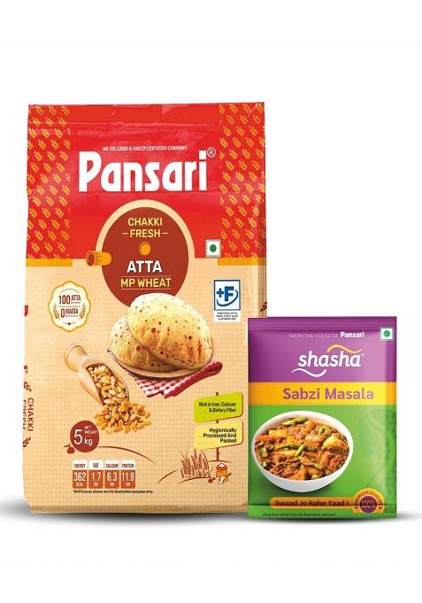 Pansari Chakki Fresh Atta – MP Whole Wheat Flour | 5 Kg