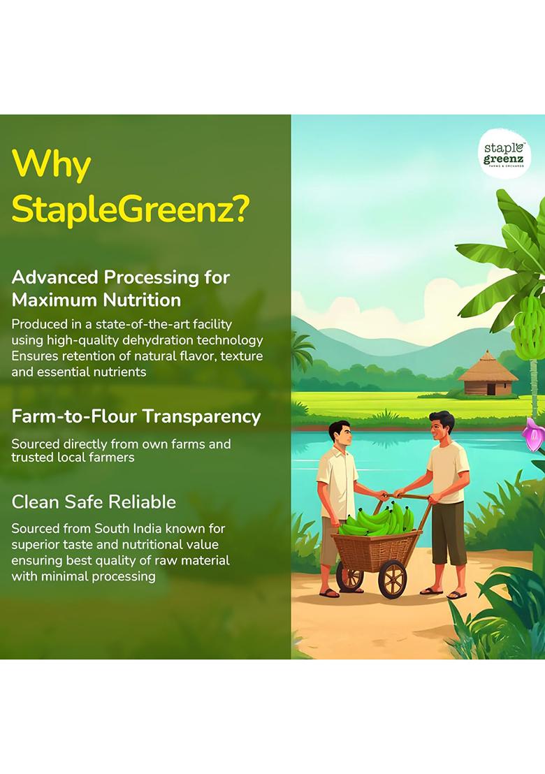 Staplegreenz Raw Banana Flour – Natural Prebiotic Gluten-Free Flour | 300g