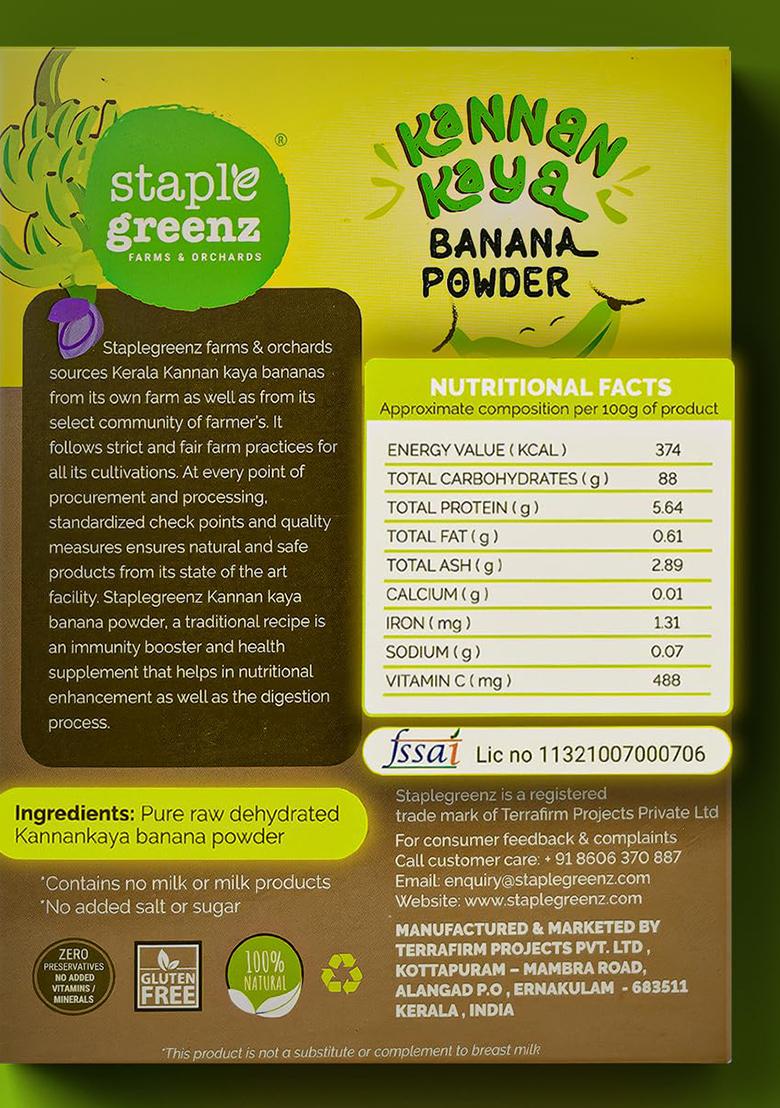 Staplegreenz Raw Banana Flour – Natural Prebiotic Gluten-Free Flour | 300g