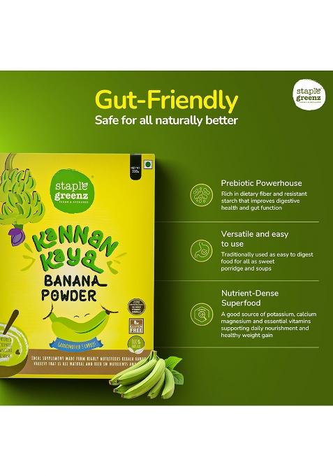 Staplegreenz Raw Banana Flour – Natural Prebiotic Gluten-Free Flour | 300g