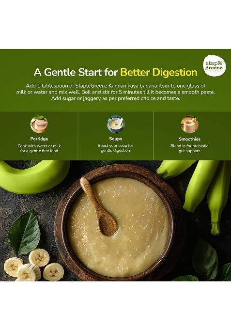 Staplegreenz Raw Banana Flour – Natural Prebiotic Gluten-Free Flour | 300g