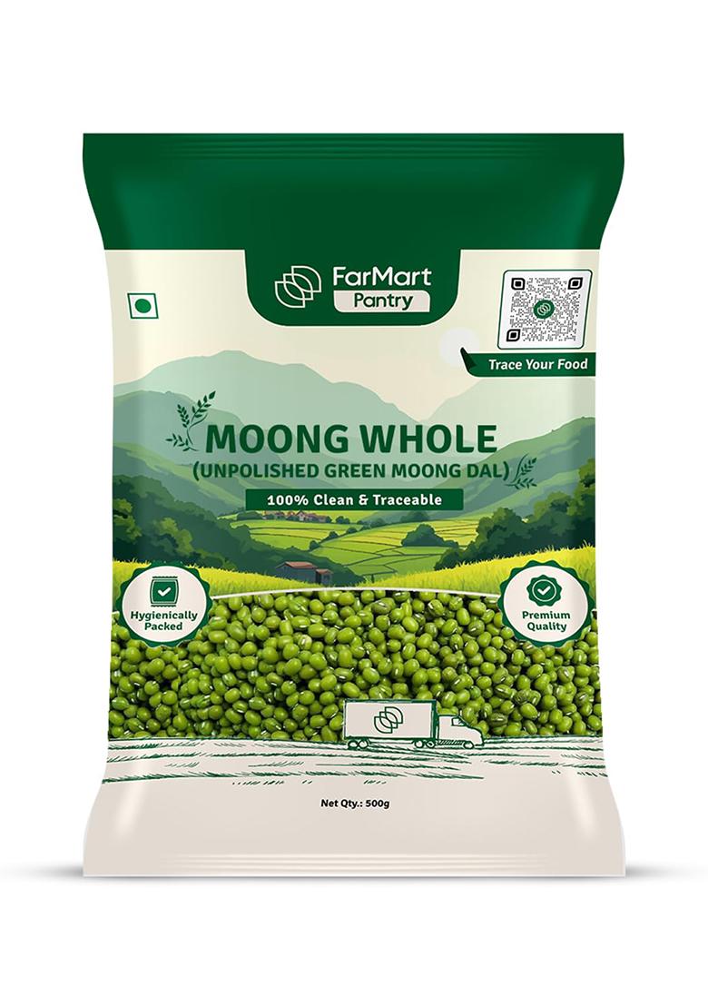 Farmart Pantry Whole Moong – Pure Unpolished Green Gram | 500g