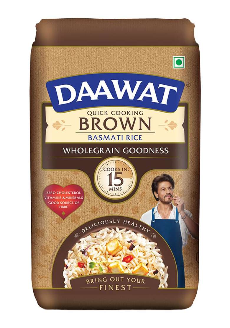 Daawat Brown Basmati Rice, 1kg, Poly Pouch - Indya