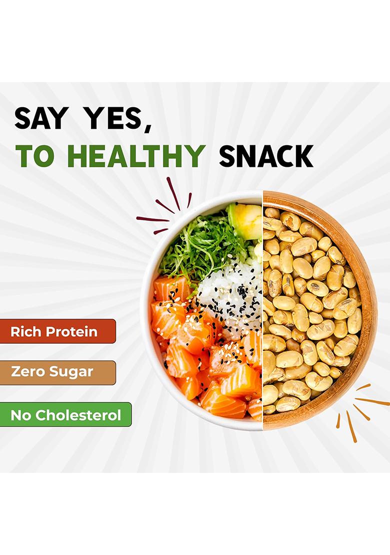 Kikaz Roasted Soyabean – High-Protein Roasted Soya Nuts | 800g (4 x 200g)