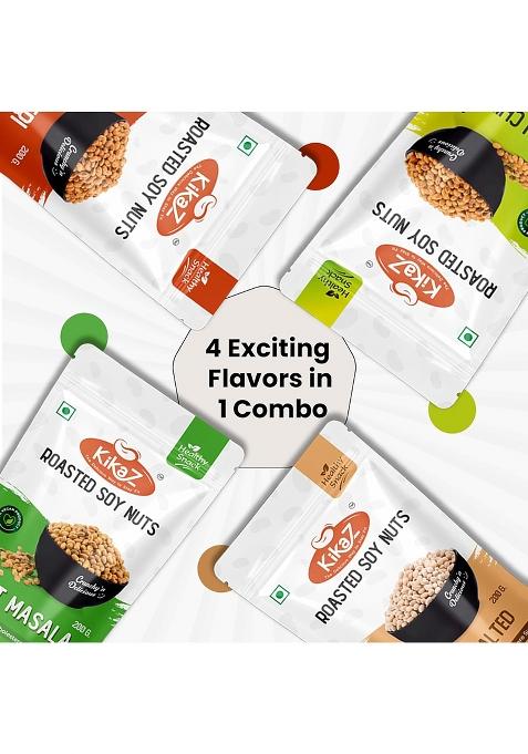 Kikaz Roasted Soyabean – High-Protein Roasted Soya Nuts | 800g (4 x 200g)