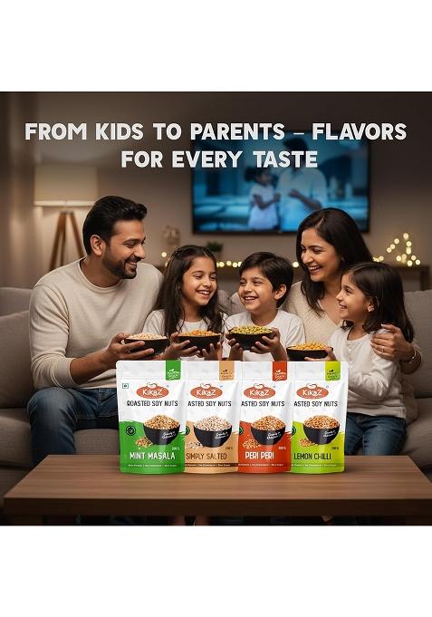Kikaz Roasted Soyabean – High-Protein Roasted Soya Nuts | 800g (4 x 200g)