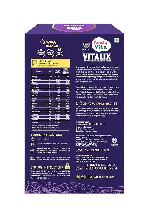 Babyvita Arbanox Family Vita Vitalix Instant Multi Grain Health Mix Powder – Natural Multigrain Health Mix | 300GM
