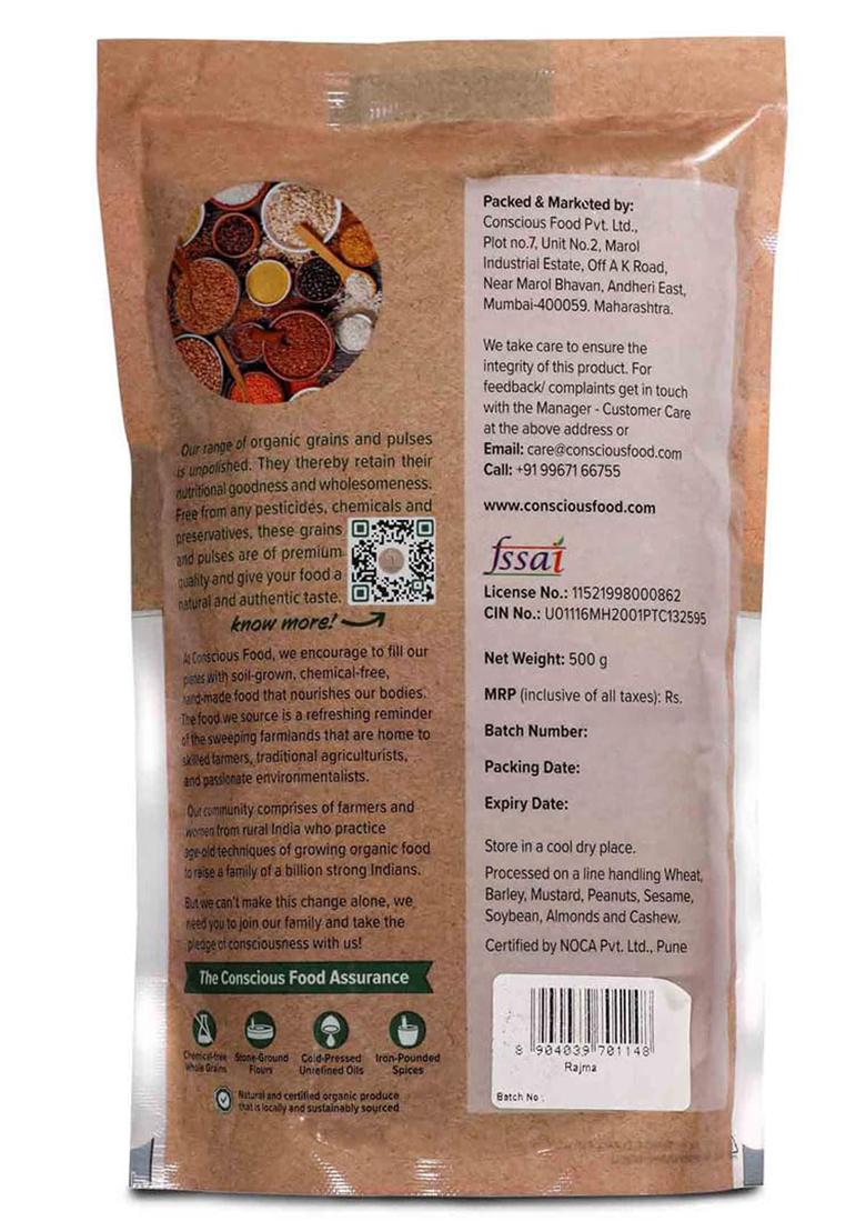 Conscious Food Organic Rajma – Premium Unpolished Kidney Beans | 500g
