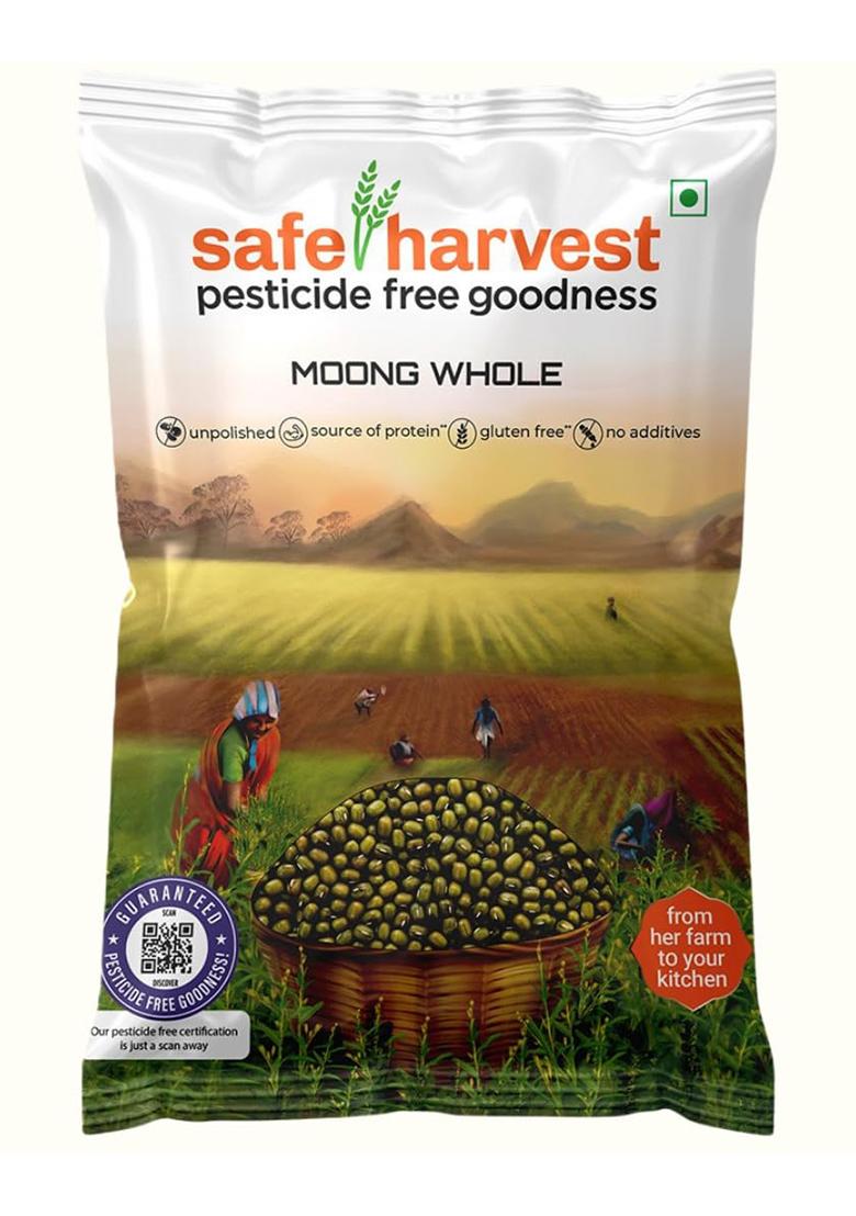 Safe Harvest Moong Green Whole – Premium Unpolished Moong Dal | 500g