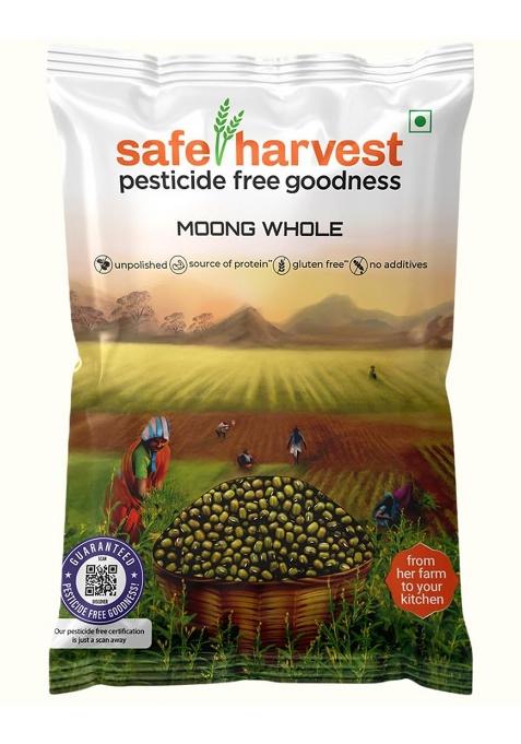 Safe Harvest Moong Green Whole – Premium Unpolished Moong Dal | 500g