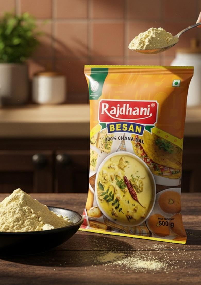 Rajdhani Organic Besan Flour – Pure Chana Dal Besan | 500g