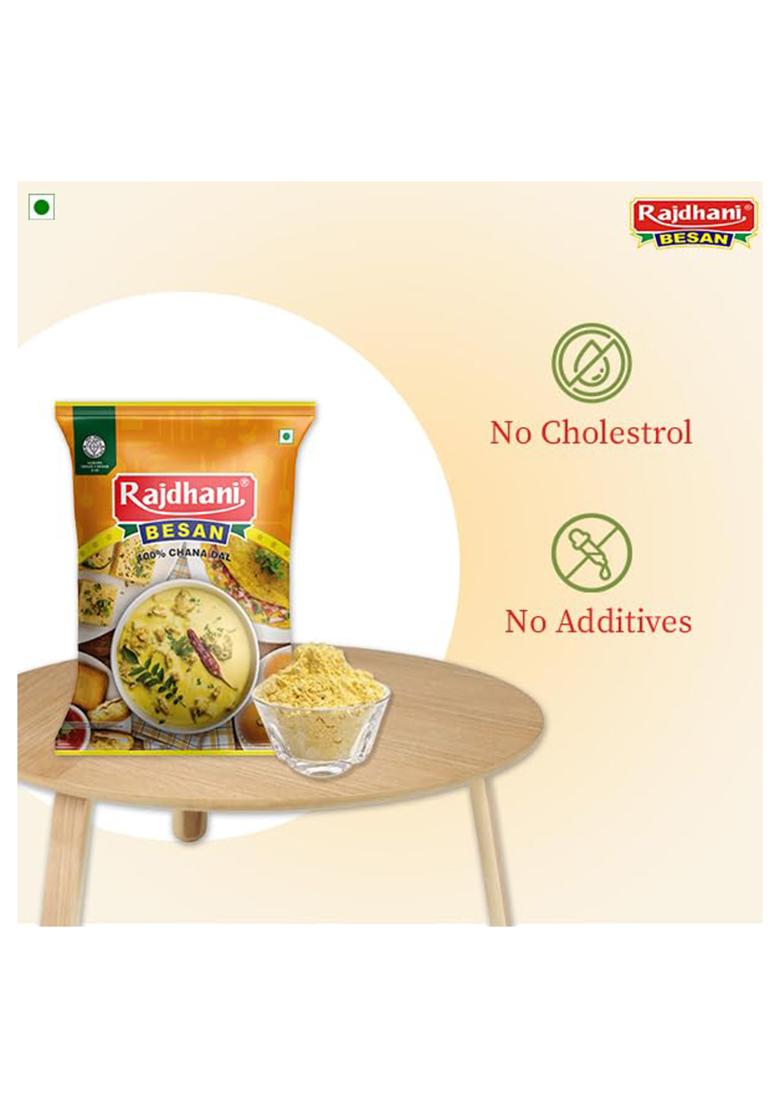 Rajdhani Organic Besan Flour – Pure Chana Dal Besan | 500g