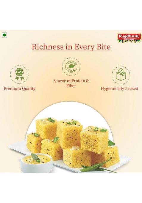 Rajdhani Organic Besan Flour – Pure Chana Dal Besan | 500g