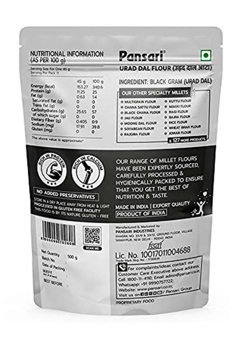 Pansari Urad Dal Flour – High-Protein Gluten-Free Flour | 500gm - Indya