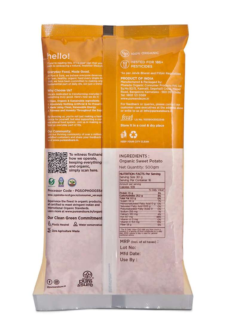 Phalada Pure & Sure Organic Sweet Potato Flour – Gluten-Free Shakarkandi Atta | 500G - Indya