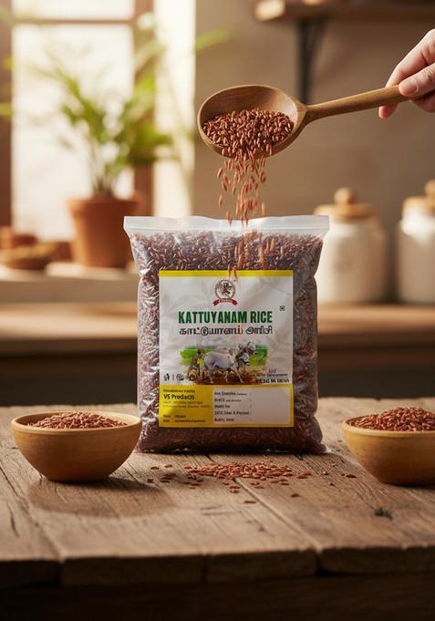 Vs Products Kattuyanam Red Rice – Hand-Pounded Traditional Red Rice | 1Kg