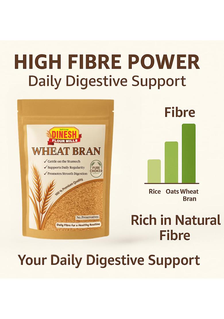 Dinesh Flour Mills Wheat Bran – Pure High-Fibre Wheat Bran | 250 Gms
