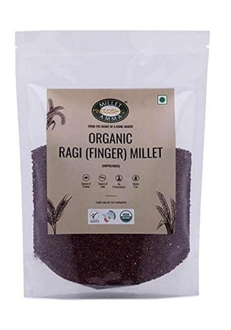 Millet Amma Unpolished Organic Ragi Grains – Finger Millet | 2 Kg (1kg x 2 Packs)