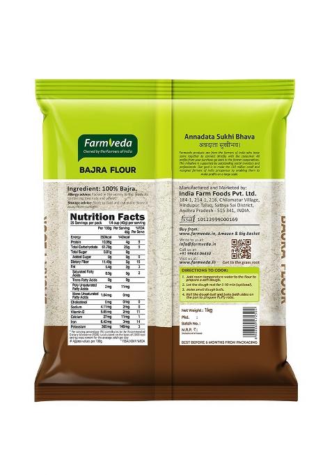 Farm Veda Bajra Flour – Natural Pearl Millet Atta | 1kg