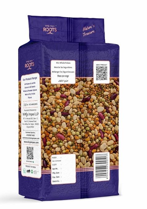 Wings Impex Roots Roots Mix Whole Pulses – Premium Unpolished Lentil Blend | 500 g