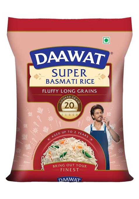 Daawat Super Basmati Rice 5Kg| Fluffy Long Grains| Cooked upto 20mm*