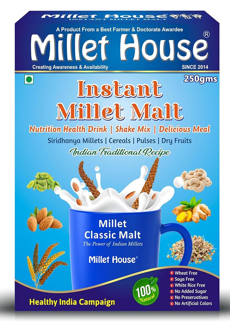 Millet House Instant Malt Nutrition Drink – Millet & Dry Fruit Health Mix | 250 grams