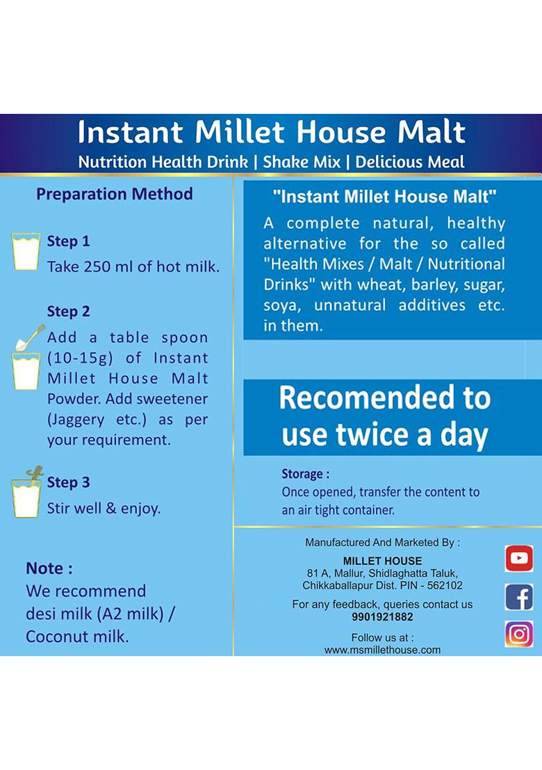 Millet House Instant Malt Nutrition Drink – Millet & Dry Fruit Health Mix | 250 grams