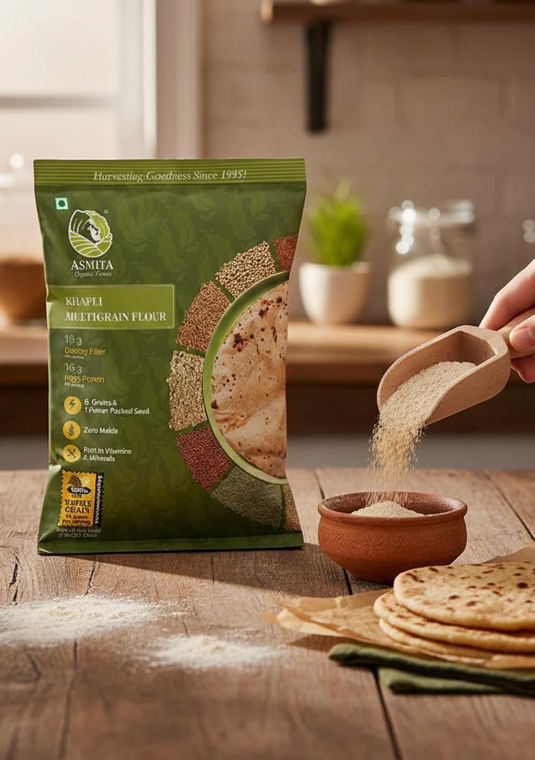 Asmita Organic Farms Khapli Multigrain Atta 1kg